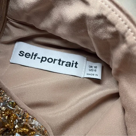 Self-Portrait- Gold Tinsel Boucle Embellished Mini Dress Size US 6 Cocktail - Picture 9 of 10